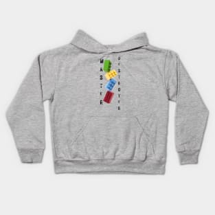 Master Destroyer Lego Brick White Vertical Text Kids Hoodie